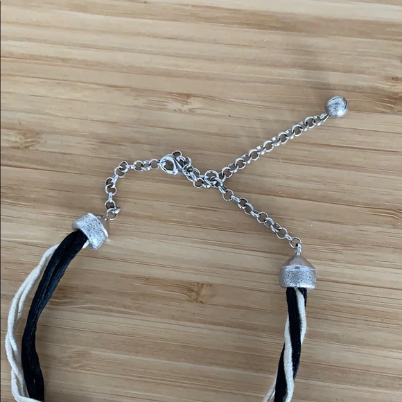 Silver cross pendant necklace on 2 tone rope - Picture 3 of 4